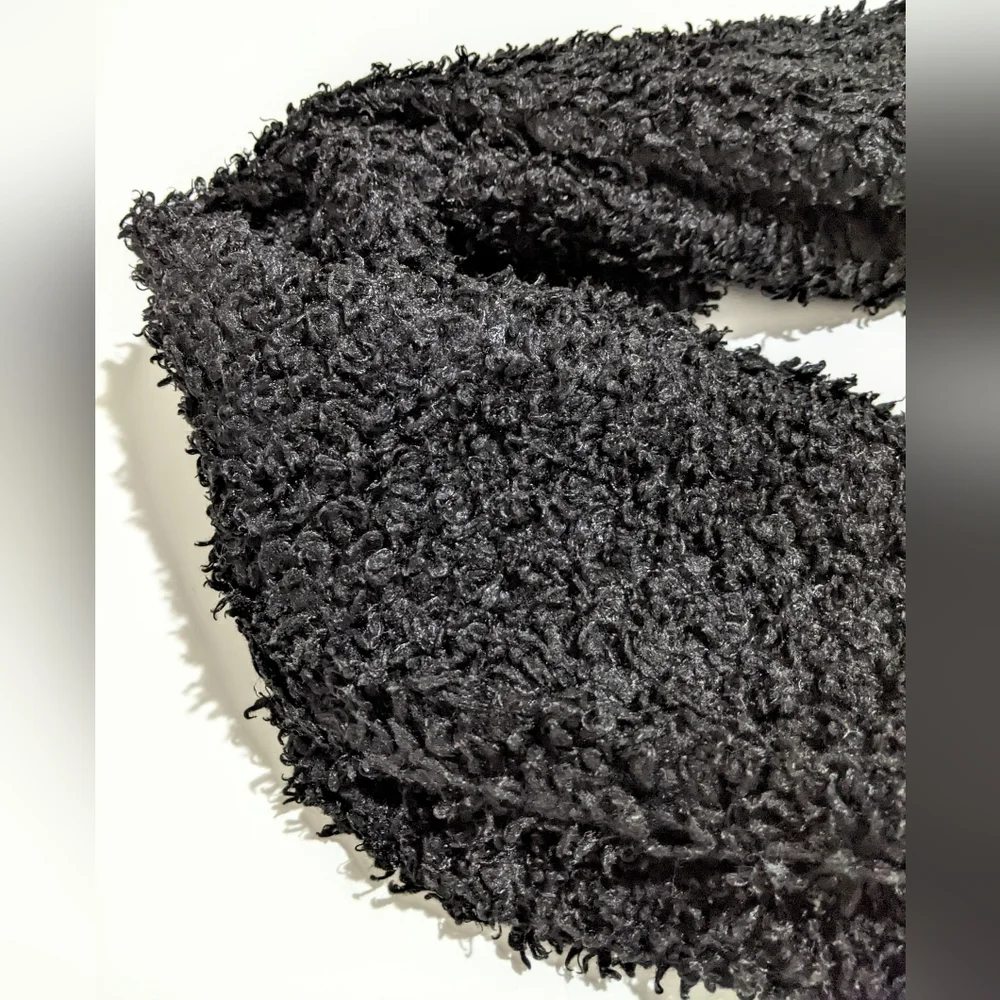 Black curly Sherpa teddy poodle winter circle versatile comfy warm Terry scarf